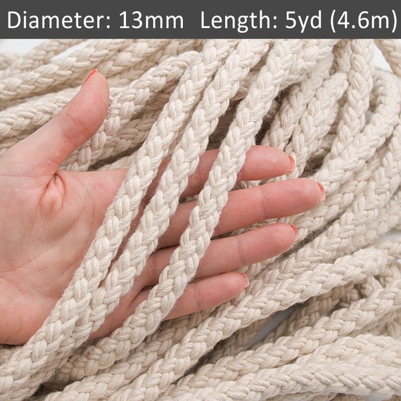 Thick Cotton Braided Rope 13mm, Natural Thick Rope, Handle for Bag, Natural  Color Cord, Interior Craft Supplies Decor / 15ft 5yd4.6m 