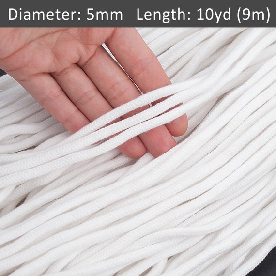 White Braided Cord 5mm. DIY Craft Supplies. Art Weaving Rope, Macrame Rope.  Natural Sew Cord Drawstring Soft Cotton Rope / 30ft 10yds 9m -  Canada