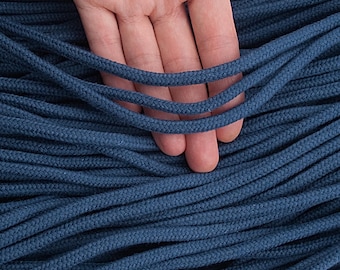 5mm Imperial Blue braided cord 10yards. Cotton cord for Macrame, wall hangings, Cloth Sewing, Drawstring, crafting / 30ft = 10yds = 9m