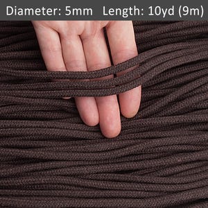 5mm Brown braided cord 10yards, Cotton cord by the yard for Macrame, jewelry, Sew rope, Drawstring / 30ft = 10yd = 9m