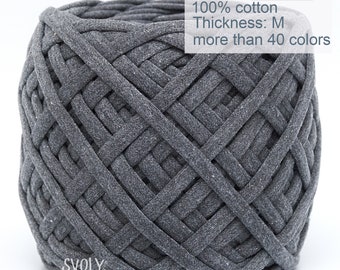Gray melange t-shirt yarn 10m. Gray chunky ribbon yarn for Crochet jewelry, Home decor, crafting 7-9mm / 151PA / 10m = 11yd