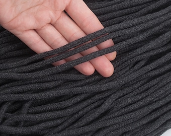 5mm Gray braided cord 10yds, Drawstring rope, Cotton cord by the yard, Macrame decoration rope, Sew rope, Crafting rope / 30ft = 10yds = 9m