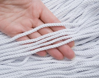 4-5mm White cotton cord 10yds. Twisted knotting cord for macrame, Drawstrings, Wall hangings, Plant hangers  / 30ft = 10yd = 9m