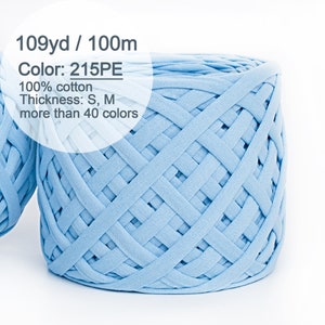 Jagged Ice blue t-shirt yarn 100m or 109yds. Chunky cotton yarn for Rugs, Home decor, crafting, pets mats / 215PE