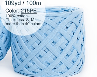 Jagged Ice 100% Cotton T-Shirt Yarn (100m), Chunky Knit for Rugs, Home Decor / 215PE