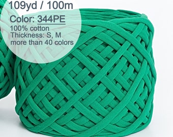 Shamrock Green t shirt yarn 100m or 109yd, Home decor t-shirt yarn ctafting, Handmade rug yarn, Cotton jersey yarn / 344PE