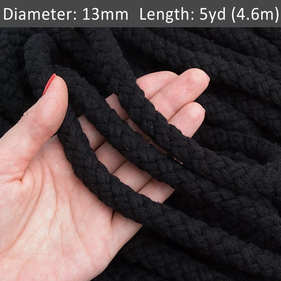 13mm Black Decorative Braided Rope 30ft, Thick Rope, Handle for Bag, Cotton  Rope, Beach Party Decor, Craft Supplies / 5yd4.6m -  Hong Kong