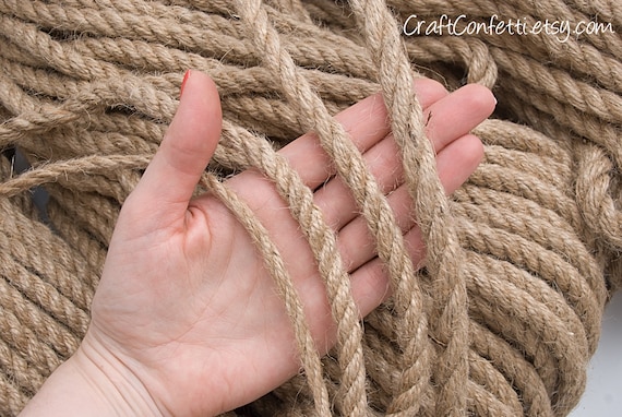 12mm Twisted Jute сord 30ft, Decorative Thick Rope, Wall Hanging Crafting,  Macrame Jute Cord, Nautical Decor, Beach Rope / 30ft 10yd 9m 