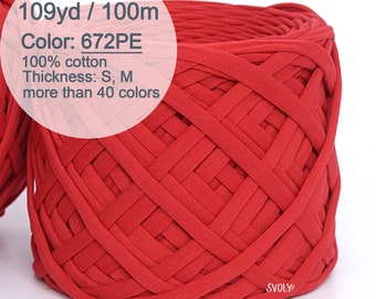 Crimson Red t-shirt yarn 100m or 109yd, Red chunky yarn, Crochet basket yarn, Interior decor yarn, Eco rug yarn Gift for knitter / 672PE