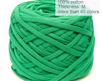 Grasgrün T-Shirt Garn 10m, Chunky Spaghetti Garn für Teppichgarn, Wohndekor 7-9 mm / 345PE / 11yd
