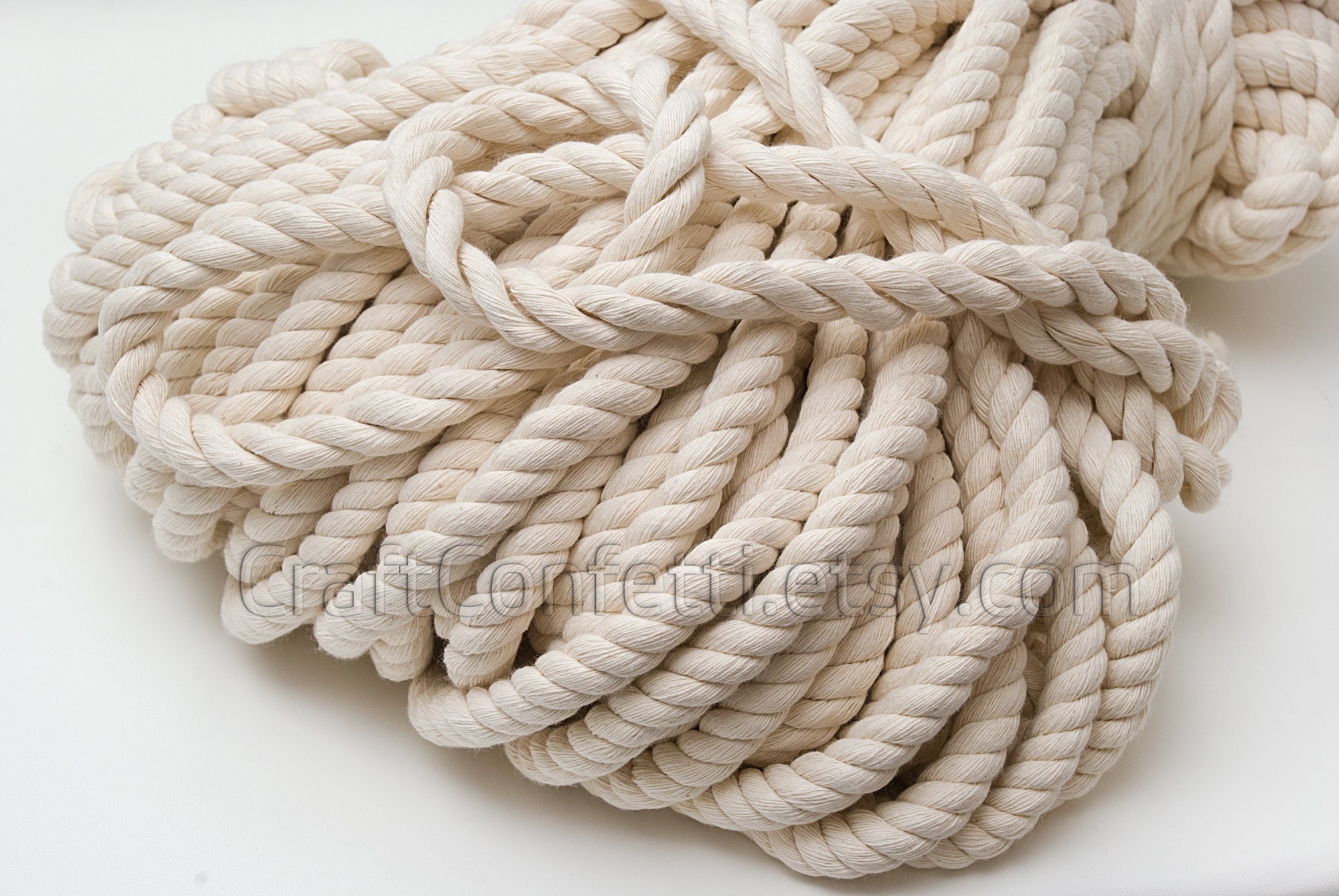 Beige Cotton Rope 12mm. Nautical Rope. Twisted Thick Rope. Decoration Rope.  Craft Supplies. Nautical Decor / 30ft 10yd 9m -  Israel