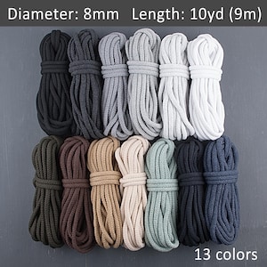 Cuerda trenzada de algodón de 8 mm, 30 pies, cordón ajustable, cuerda para decoración del hogar, cordón de macramé, cordón para manualidades / 30 pies = 10 yardas = 9 m