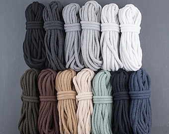 8mm Cotton braided rope 30ft, Drawstring cord, Wall art home decor rope, Macrame cord, Cord for crafting / 30ft = 10yd = 9m
