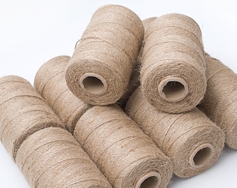 2mm Jute twine, Jute rope for crochet basket or rug, Rustic home decor twine, Jute bag supplies, Burlap gift tag string, Craft twine / 200g
