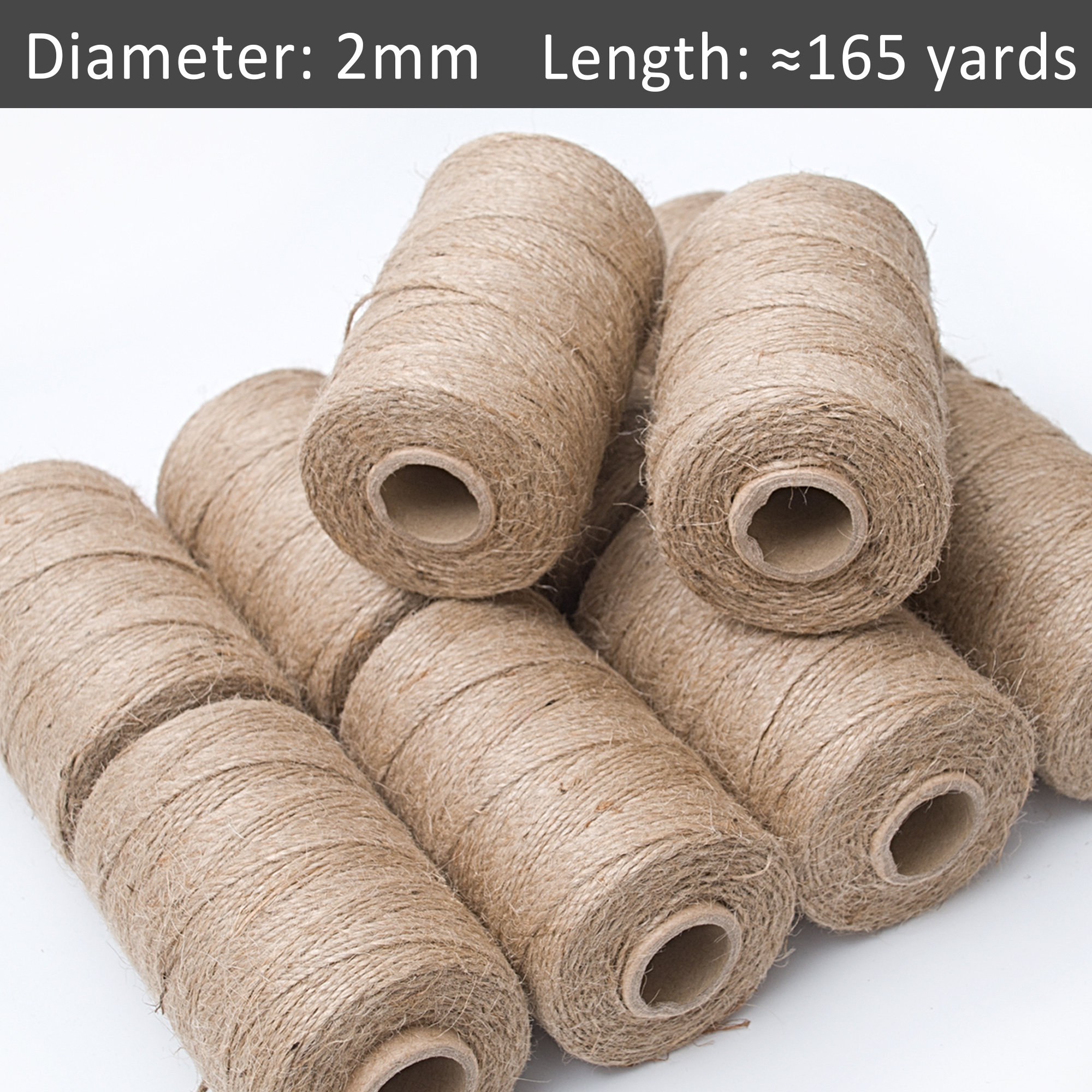 2mm Natural Jute Twine Rope Cord, Non-polished Gift Wrap