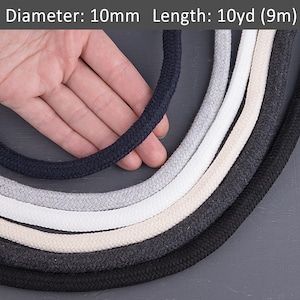 10mm Thick cotton rope 30ft, Braided rope, Drawstring cord for crafting, Home decor rope, Wall art cord by the yard / 30ft = 10yds = 9m