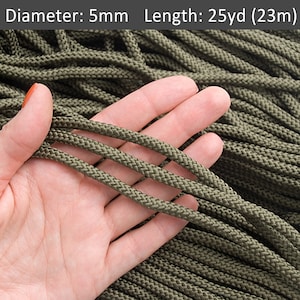 5mm Khaki macrame cord 25yards, Macrame supplies, Rope for crafting, Weaving cord, Polyester crochet cord / 25yds