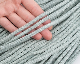 5mm Pale green braided cord 10yards, Cotton cord by the yard, Macrame cord, Rope for crafting, Sew rope, Drawstring rope / 30ft = 10yds = 9m