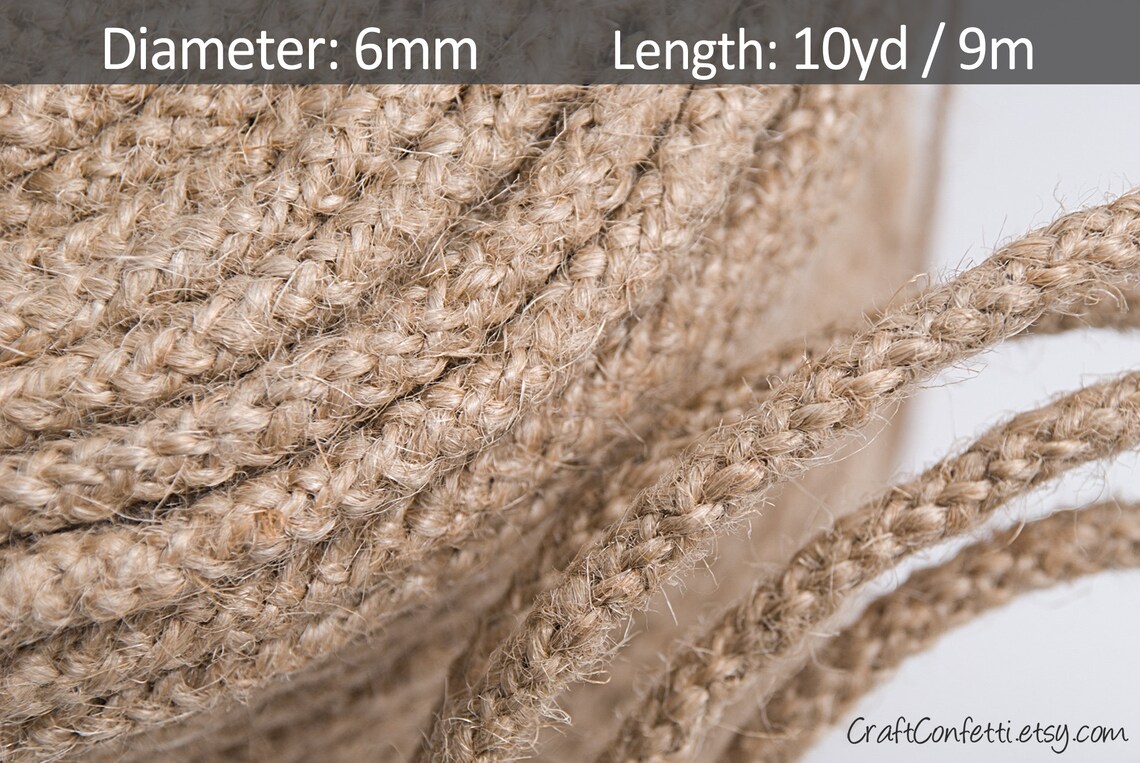 6mm Braided jute cord Burlap jute rope Plain twine Macrame Etsy