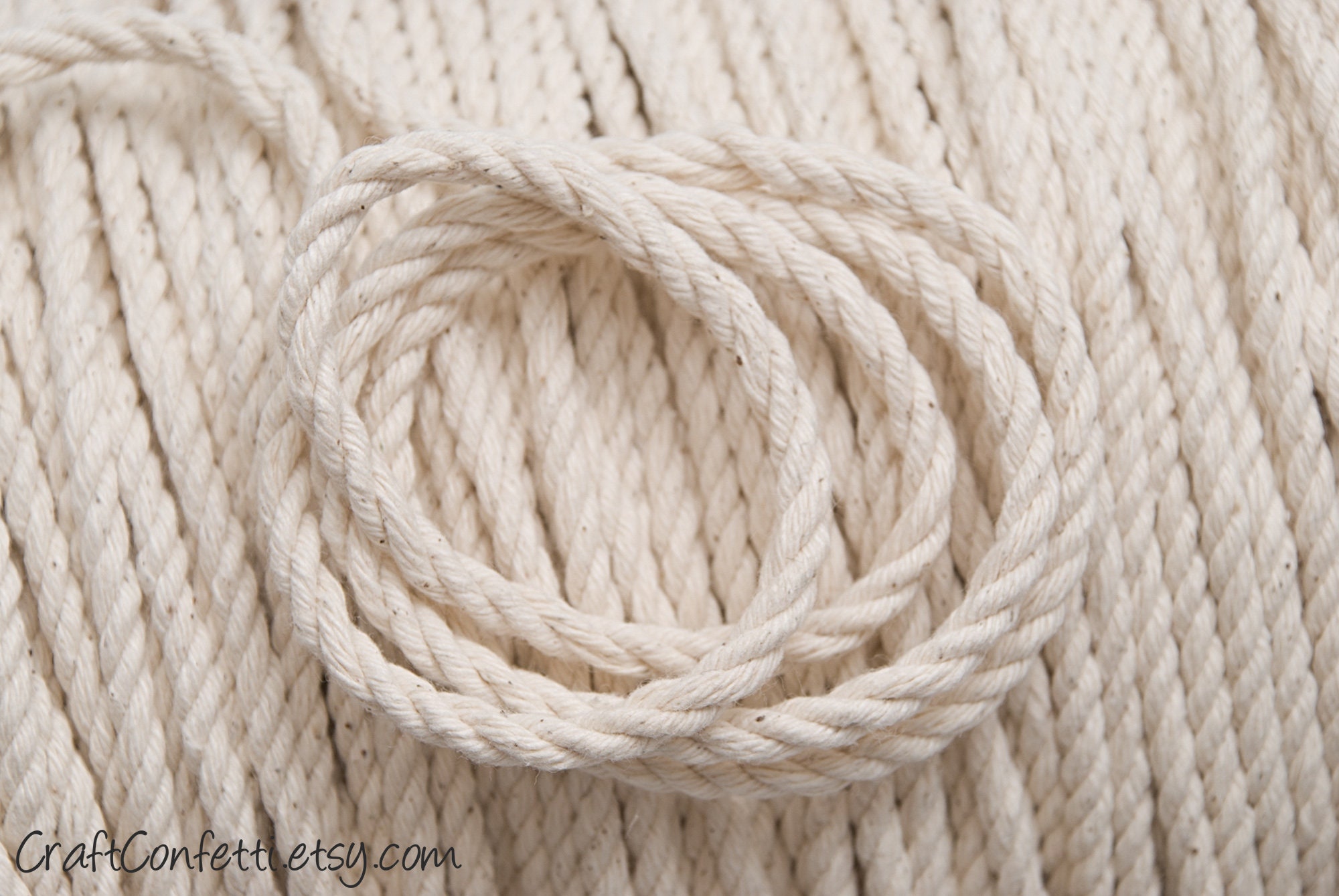 4mm Twisted Cotton Cord 30ft, Knotting Macrame Cord, Raw