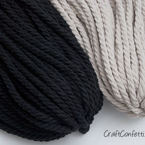 8mm Black cotton rope 10yds, Black cotton twisted rope, Cotton twisted rope, Home decor rope, Macrame rope / 30ft 10yd 9m image 8