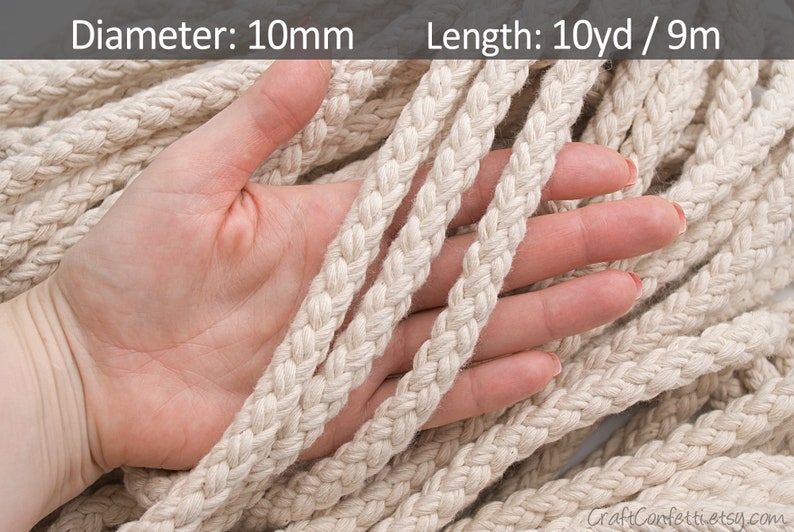 Thick braided rope 10mm. Natural rope Thick rope. Handle for Etsy