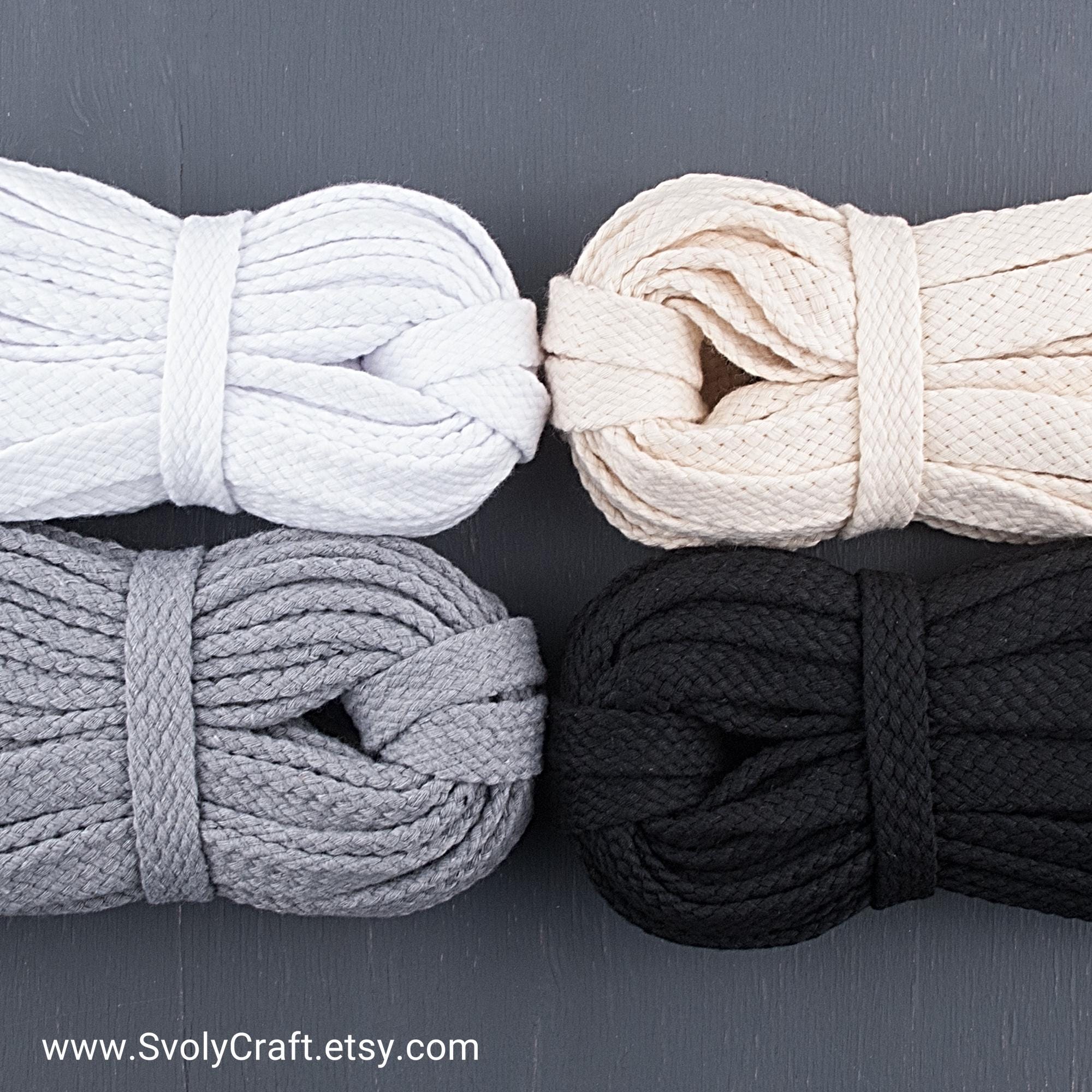 17mm Flat White Cotton Braided Tape 5yds. Soft Rope for Crafting