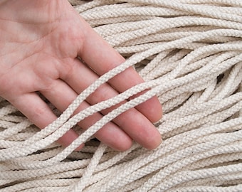 Cordon tressé de couleur ivoire de 5 mm 30 pieds. Cordon en coton naturel pour coudre du macramé, de la décoration, des tapis, des sacs / 30 pieds = 10 yds = 9 m
