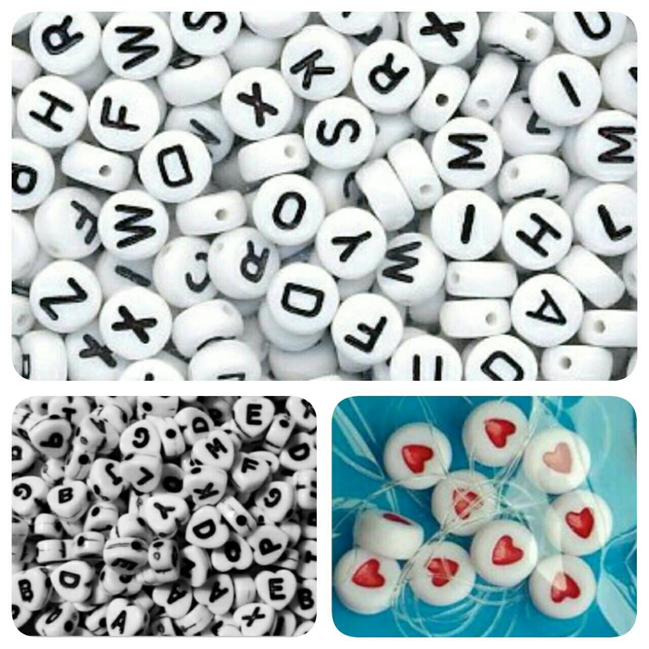 210x Bracelet kit alphabet Beads diy white letter hearts Etsy