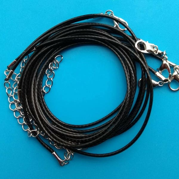 5x black necklace cords blanks wax thong waxed cords pendant necklaces bulk adjustable cord findings Jewellery Making UK