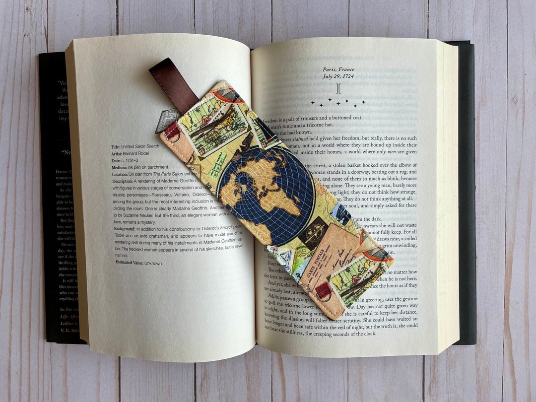 TRAVEL, CITY Map, Plane, Globe Fabric Bookmark, Bookmark With Tab ...