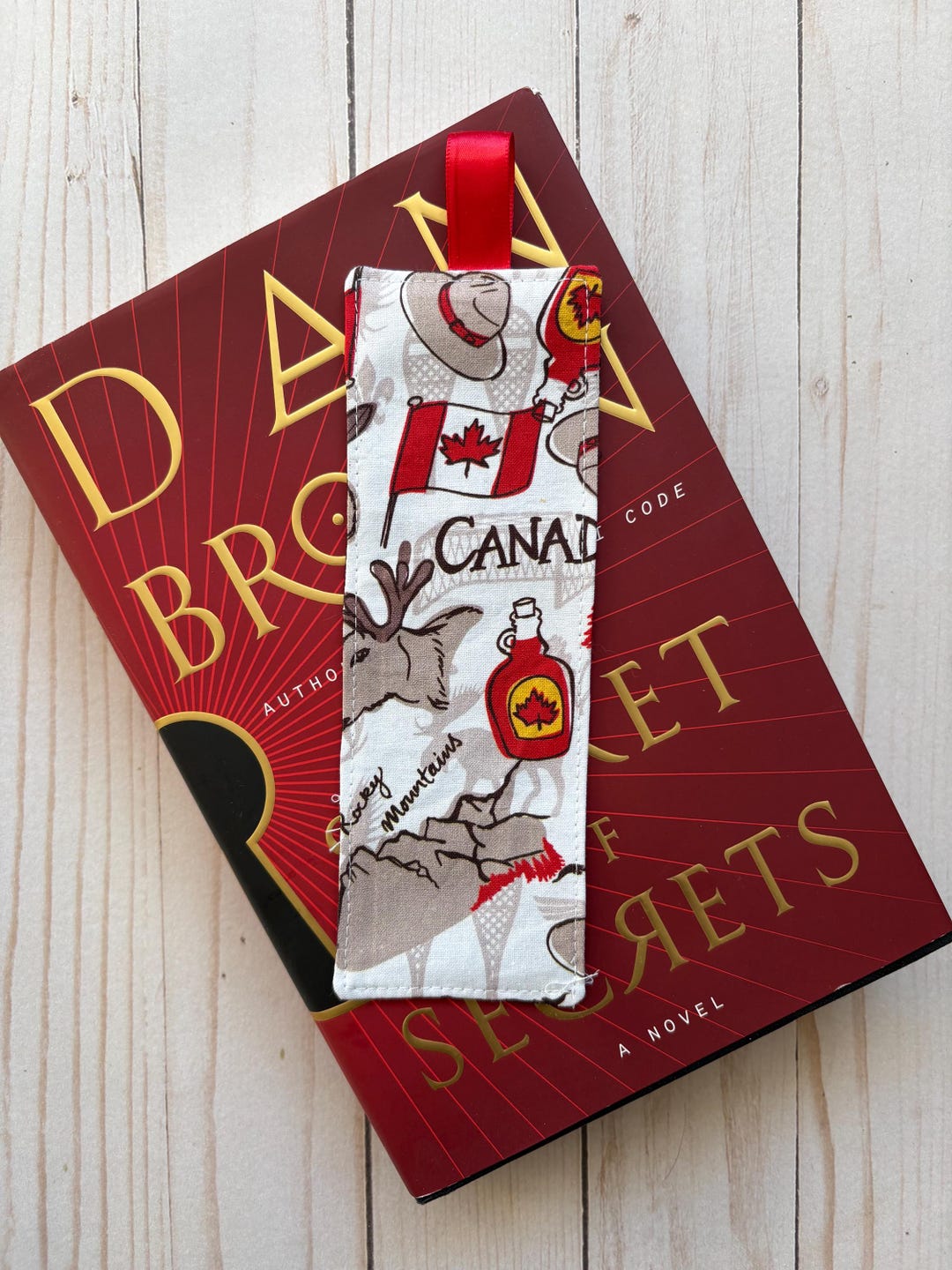 Canada Day Fabric Bookmark, Moose, Beaver, Canoe Print, Book Lover Gift ...
