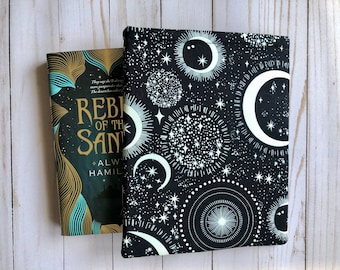 GLOW in the DARK, Space, MOON, Galaxy Book Sleeve, Book Protector, Book Pouch, E-Reader Sleeve, Kindle, Tablet Sleeve, Book Lover Gift