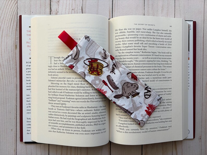 Canada Day Fabric Bookmark, Moose, Beaver, Canoe Print, Book Lover Gift ...