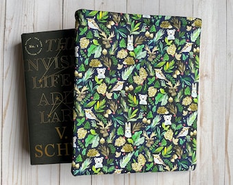 FOREST ANIMALS, Owl, Moose, Bear Christmas, Holiday Book Sleeve, Book Protector, Book Pouch, E-Reader Sleeve, Tablet Sleeve, Book Lover Gift