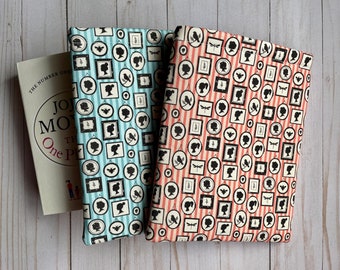 SMALL SIZED Cozy Home Silhouette Portrait Padded Fabric Book Protector, Book Sleeve