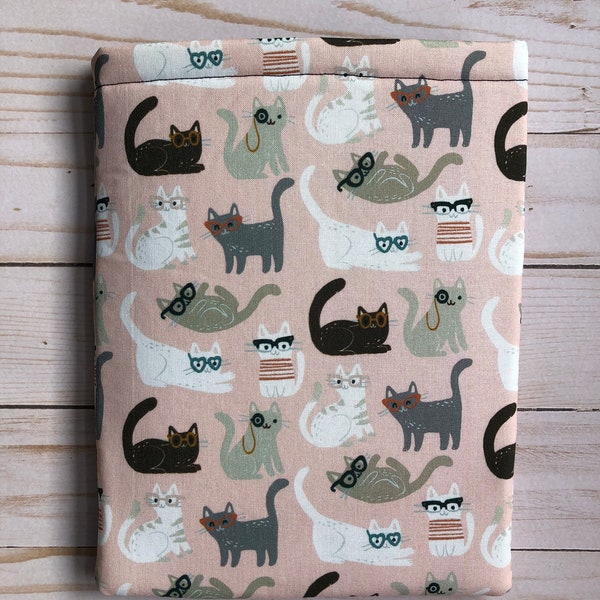 CATS, Cats in Glasses, KITTY Cat Lover Book Sleeve, Book Protector, Book Pouch, E-Reader Sleeve, Tablet Sleeve, Book Lover Gift