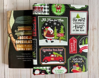 CHRISTMAS, HOLIDAY, Santa, Snowman, Sleigh, Tree Book Sleeve, Book Protector, Book Pouch, E-Reader Sleeve, Tablet Sleeve, Book Lover Gift