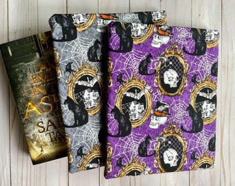 SPOOKY, HALLOWEEN, Skull, Black Cat, Bird, Spider Book Sleeve, Book Protector, Book Pouch, E-Reader Sleeve, Tablet Sleeve, Book Lover Gift