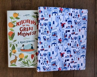 SANTORINI, GREECE, TRAVEL, Tourist Book Sleeve, Book Protector, Book Pouch, E-Reader Sleeve, Tablet Sleeve, Book Lover Gift