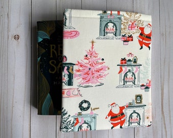 CHRISTMAS, Santa, Fireplace, Home HOLIDAY, Festive Book Sleeve, Book Protector, Book Pouch, E-Reader Sleeve, Tablet Sleeve, Book Lover Gift