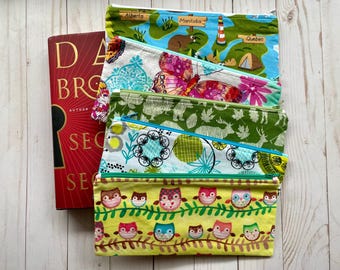 Handmade Zippered Pencil Pouch, Colorful Fabric Organizer
