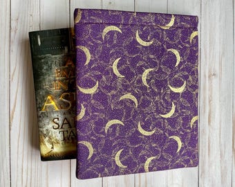 Space, MOON, Galaxy Celestial Gold Glitter Book Sleeve, Book Protector, Book Pouch, E-Reader Sleeve, Kindle, Tablet Sleeve, Book Lover Gift