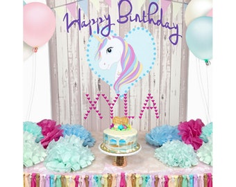 Rustic Unicorn Birthday Girl Backdrop / Banner / Party Decor (UNI-VS-009)