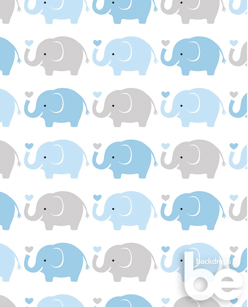 Elephant Baby Shower Party Backdrop Blue Elephant Shower Etsy
