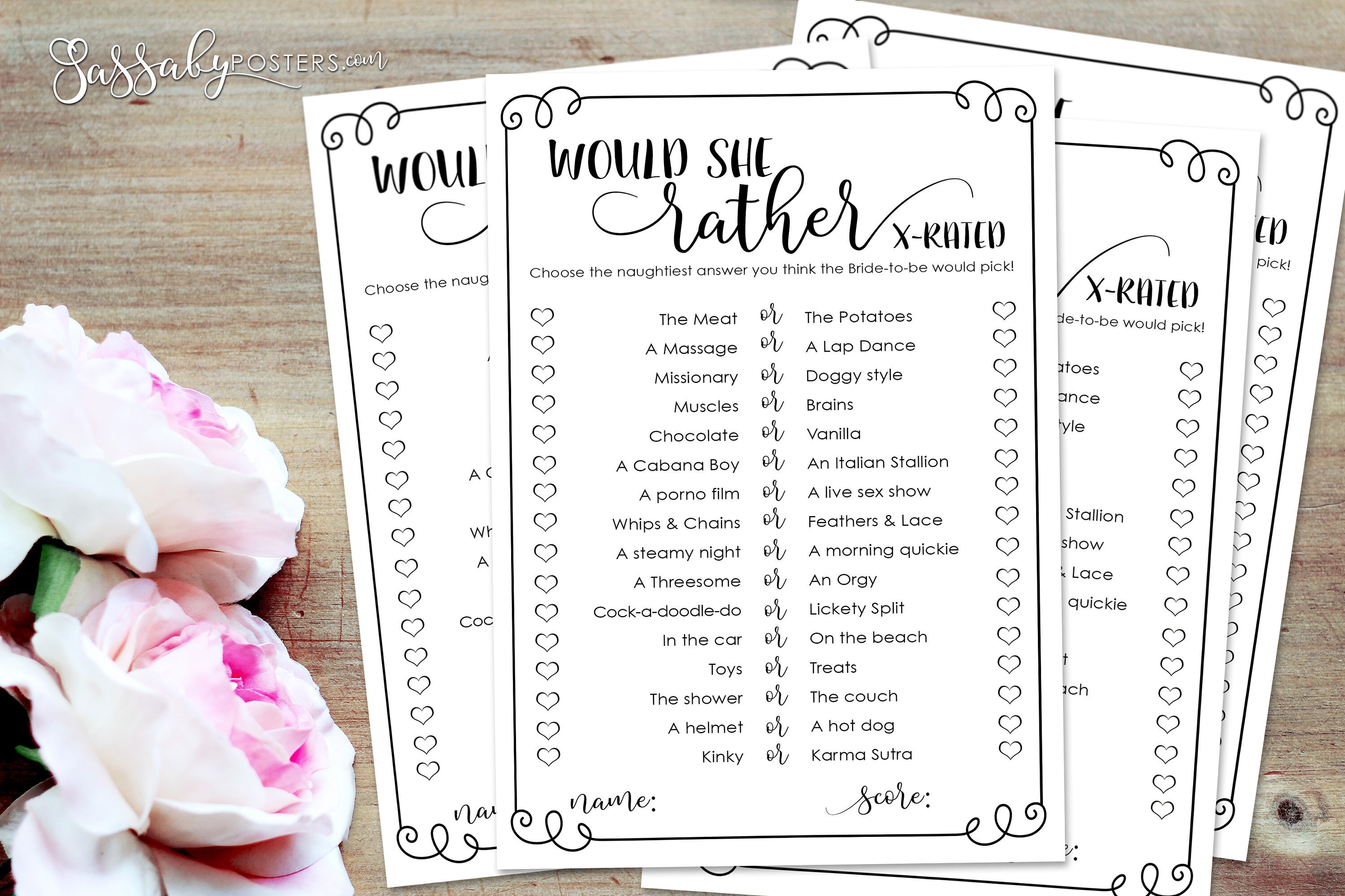 Would She Rather X RATED Bridal Shower Game INSTANT DOWNLOAD Etsy