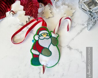 Handmade Embroidered Felt Gingerbread Boy Candy Cane Holder /Decoration Gift