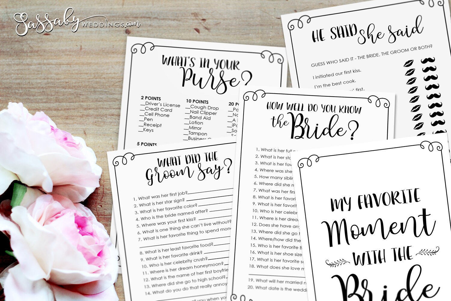 Bridal Shower Games Pack INSTANT DOWNLOAD Printable Etsy