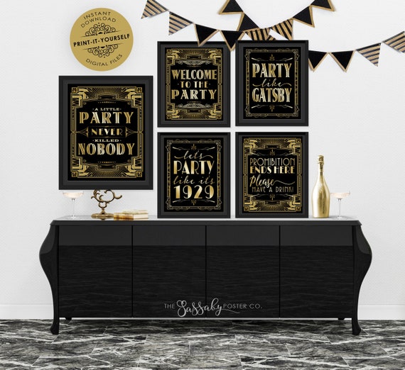 Gatsby 5 Poster Pack Instant Download Printable Wedding Etsy
