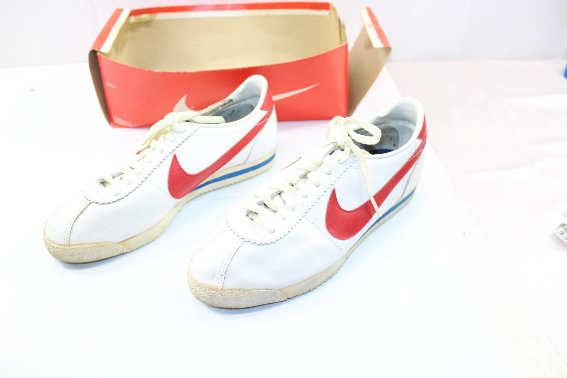 Vintage 's Nike Cortez  Leather Sneakers White /   Etsy 日本
